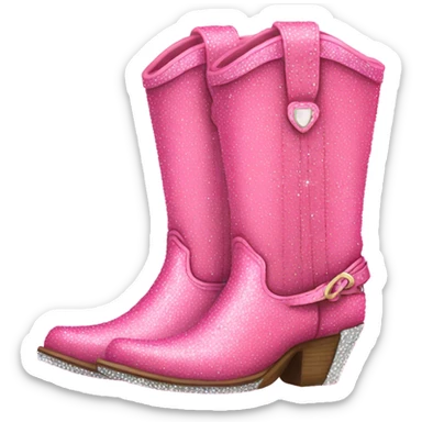 Pink sparkly cowgirl boots sticker
