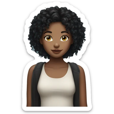 Girl with blue eyes freckles and black curly hair sticker
