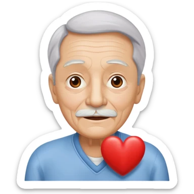una imagen de un abuelo de 63 años con una enfermedad cardiovascular pero puedes poner al rededor habitos saludables PERO QUE SUFRA DE ENFERMEDAD CARDIOVASCULAR Y QUE NO SE VEA TAN FELIZZ sticker