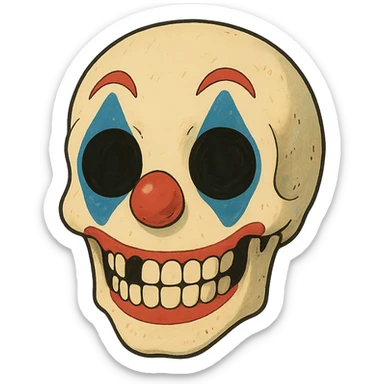 ghibli style skull with clown makeup sticker