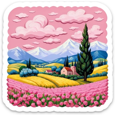 van gogh pink SPAM  meat flowers landscape sticker