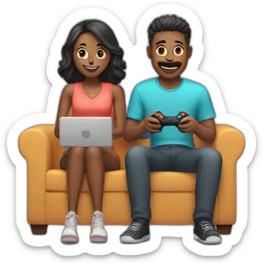 couple playing video game together sticker