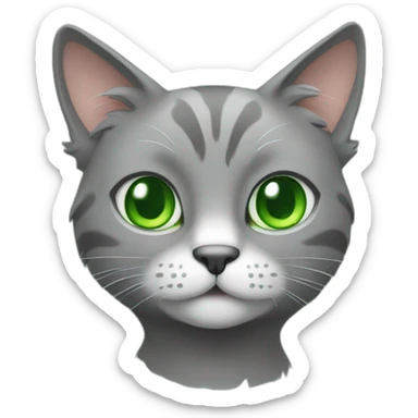 Amazing cat with green eyes and gray fur. sticker