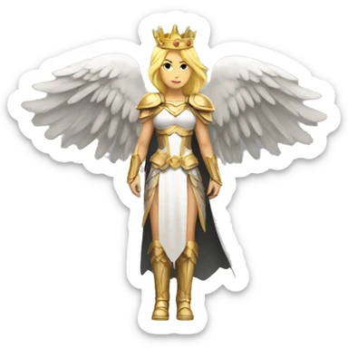 Blond Valkyrie full body with crown with wings sticker