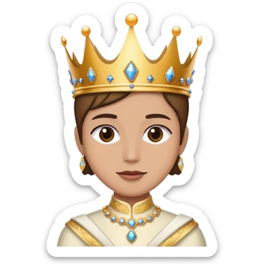 person in elegant attire attending a royal ball, with a crown and ballroom background sticker