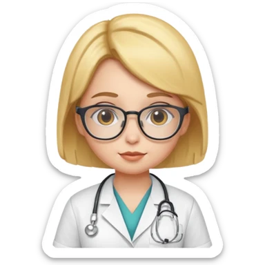 chick animal with glasses, wearing doctor uniform sticker
