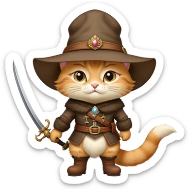 classic Puss in Boots with hat and confident expression sticker