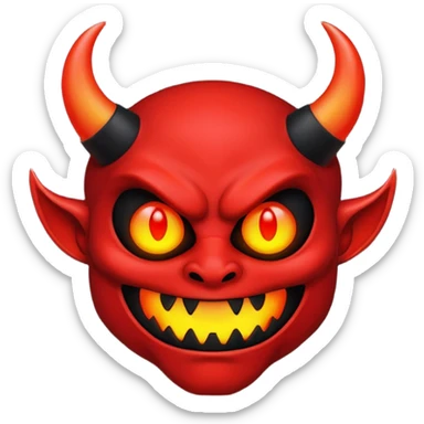 A red demon that is LED and black and is glowing sticker
