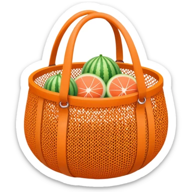 net bag,  mesh storage bag, tote bag, stored with melon it has two knited handles as bag itself sticker