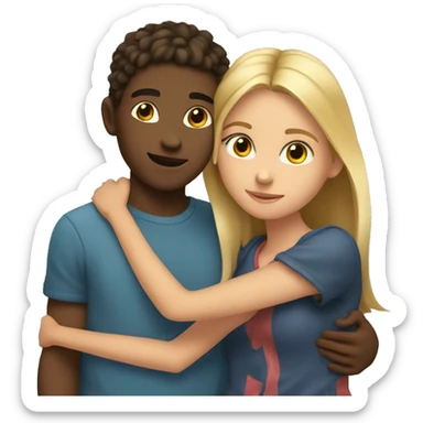 Girl and a boy hugging  sticker