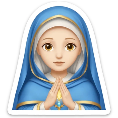 Nossa senhora das graças com manto branco e vel azul ,com áurea e mãos postas  sticker