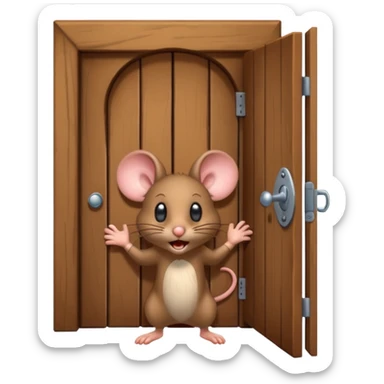 Scared Mouse open Little Door in the wall sticker