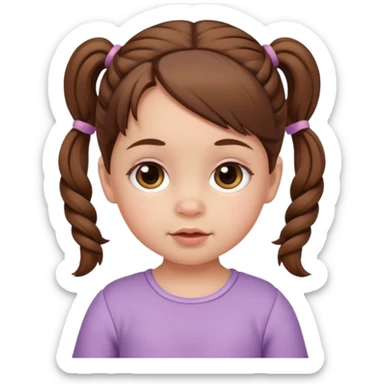 baby girl with brown hair and pigtails sticker