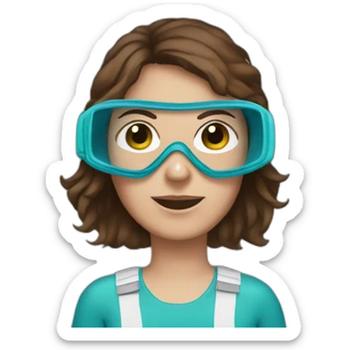 brown haired woman wearing mask and snorkel equipment sticker