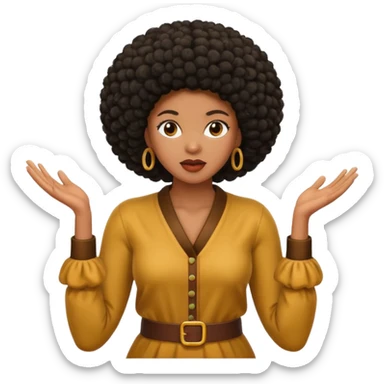 Black woman with an Afro shrugging sticker