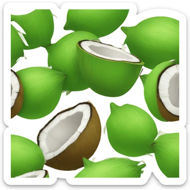   Whole green coconut drinkable with tube sticker