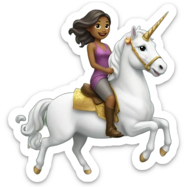 Woman riding a unicorn sticker