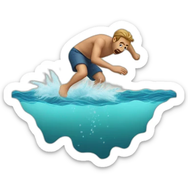 a man falls into the sea sticker