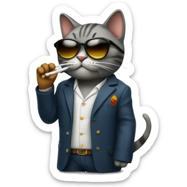 Cool cat smoking a cigarette sticker