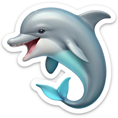 Cinematic Cute Yawning Bottlenose Dolphin Portrait Emoji, Head tilted slightly with a dramatic, wide-open yawn, showcasing a sleek, shiny glossy body with softly curved fins and drowsy, half-closed eyes, Simplified yet irresistibly adorable features, highly detailed, glowing with a soft, cozy aquatic glow, high shine, relaxed yet expressive, stylized with a hint of whimsical marine ease, soft glowing outline, capturing the essence of a drowsy yet affectionate dolphin that appears ready to stretch out and yawn its way out of the screen! sticker