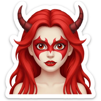 a long-haired red face paint devil girl  sticker