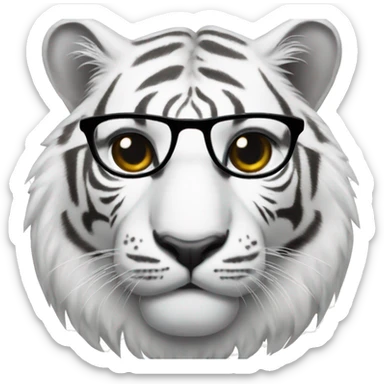 white tiger with black eyeglases sticker