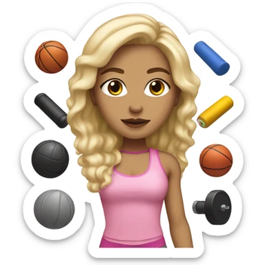 Fit pretty Blonde girl with light skin wearing a gym baddie outfit sticker