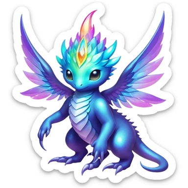 Epic divine complex iridescent aesthetic-Fakémon-creature-scenery sticker