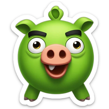 The green pig from Angry Birds rules the birds sticker