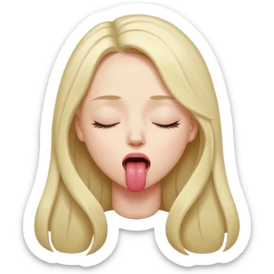 female , with long hair , eyes closed, tongue sticking out one side of mouth, strangling herself sticker