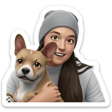 smiling girl with dog sticker