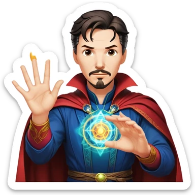 Doctor Strange with magical hand gestures casting spell sticker