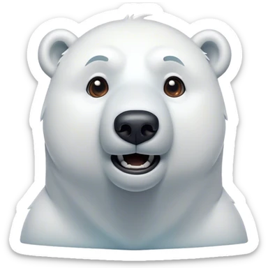 Cinematic Comical Polar Bear Portrait Emoji, Head tilted dramatically with an exaggeratedly shocked expression, featuring a robust, snowy build with wide, comically expressive eyes full of humorous disbelief, Simplified yet hilariously expressive features, highly detailed, glowing with a slightly sassy polar glow, high shine, dramatic yet playful, stylized with an air of quirky arctic attitude, soft glowing outline, capturing the essence of a meme-worthy polar bear that appears ready to side-eye its way into viral fame! sticker