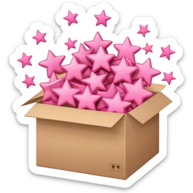 box full of pink stars sticker