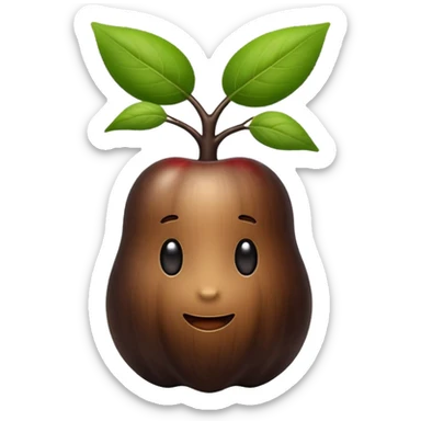 A black ginseng root (heuksam), in Apple iPhone emoji style. Dark brown-black glossy color, subtle texture on the root, elegant curves, vibrant but natural tones, smooth gradients, clean simple shapes, no outlines, slight 3D depth.
 sticker