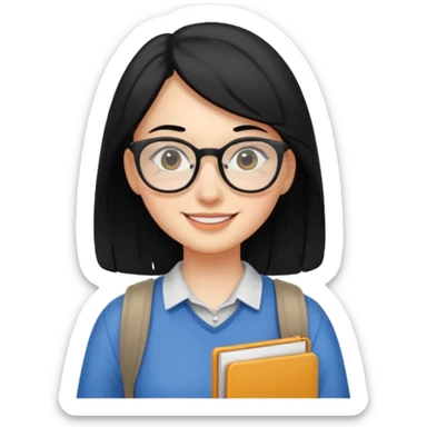 a female college student, and black hair, no back pack sticker