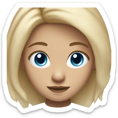 A girl with golving hair , light skin color and blue eyes sticker