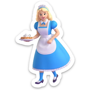 Disney's Alice in Wonderland curtseying elegantly in her blue dress with white apron sticker