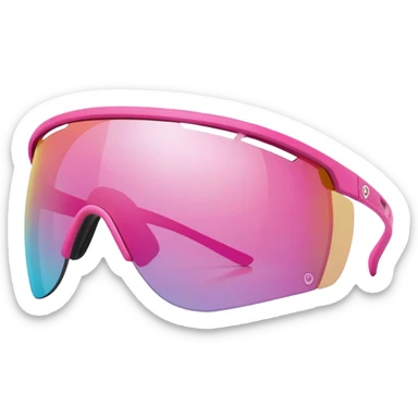 sporty pink shield visor sunglasses with aerodynamic shape, athletic design, wraparound one-piece lens sticker