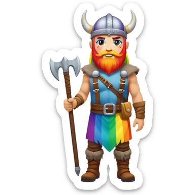 rainbow skin face and body road builder full body as a viking sticker