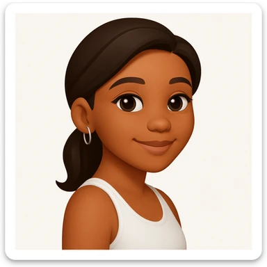 turn the second man in emoji style of the 1st image, match the facial features and match dressing style of the 2nd image, she is wearing white tank top lose, side pose sticker