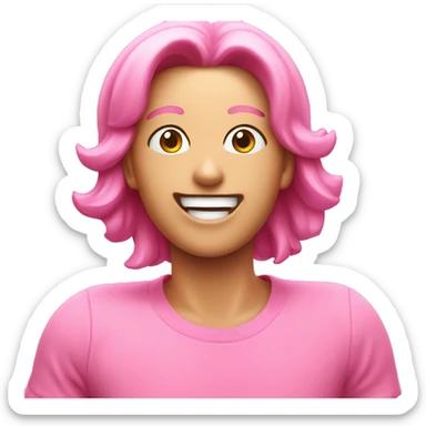 very excited and happy pink face sticker