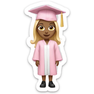 White Girl wearing baby pink graduation gown sticker