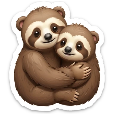a sloth and a bear hugging sticker