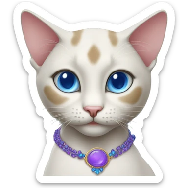 thai cat with blue eyes and purple necklace  sticker