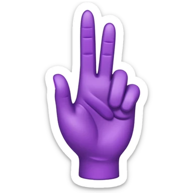 A 3D emoji-style hand pointing up with one finger (☝️), colored entirely in vibrant purple. Smooth, glossy texture, simple shading, no background. sticker