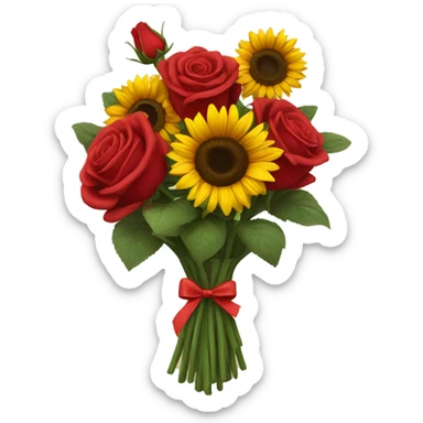 Bouquet of red roses and sunflowers  sticker