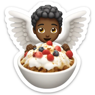 Angel eating bingsu sticker
