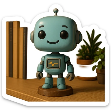 friendly bobblehead style robot sticker