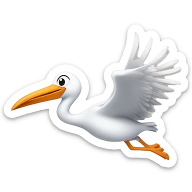 stork flying with a baby  sticker